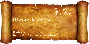 Hirter Klára névjegykártya